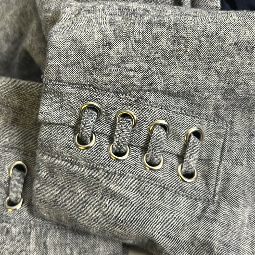 New York & Company blazer gray blue size 12 sewn pockets silver buttons … - Picture 9 of 12